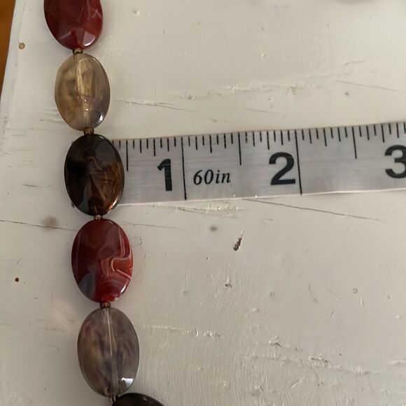 32” multi amber tone translucent oval beaded necklace that can be worn many ways - Picture 12 of 13